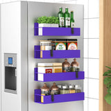 HuggieGems Metal 4 Pack Magnetic Spice Storage Rack Organizer for Refrigerator and Oven, Black Fridge Organizers and Storage - Homesidy.com