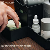 Uncluttered Designs Large Black Vanity Organizer - Countertop Mens Organizer With Drawers for Cologne, Deodorant, Beard, Shaving Lotion, Perfume &amp; Skincare - Perfect for Bathroom &amp; Bedroom Storage - Homesidy.com