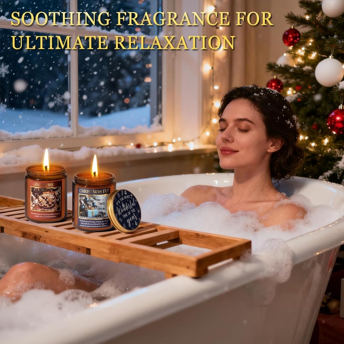 Christmas Candles Set, 4 Pack Xmas Scented Candles for Women, Winter Soy Candle for Home Scented Holiday Candle Gift Set, Christmas Gifts for Women Men Best Friends - Christmas Tree/Spice/Eve/Cookie - Homesidy.com