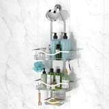 Shower Caddy Hanging Adjustable Shower Caddy, Rustproof Shower Organizer Extended Length Shower Caddy Over Shower Head with Hooks Soap Holder, Large Capacity Anti - Swing Bathroom Organizer, Black - Homesidy.com