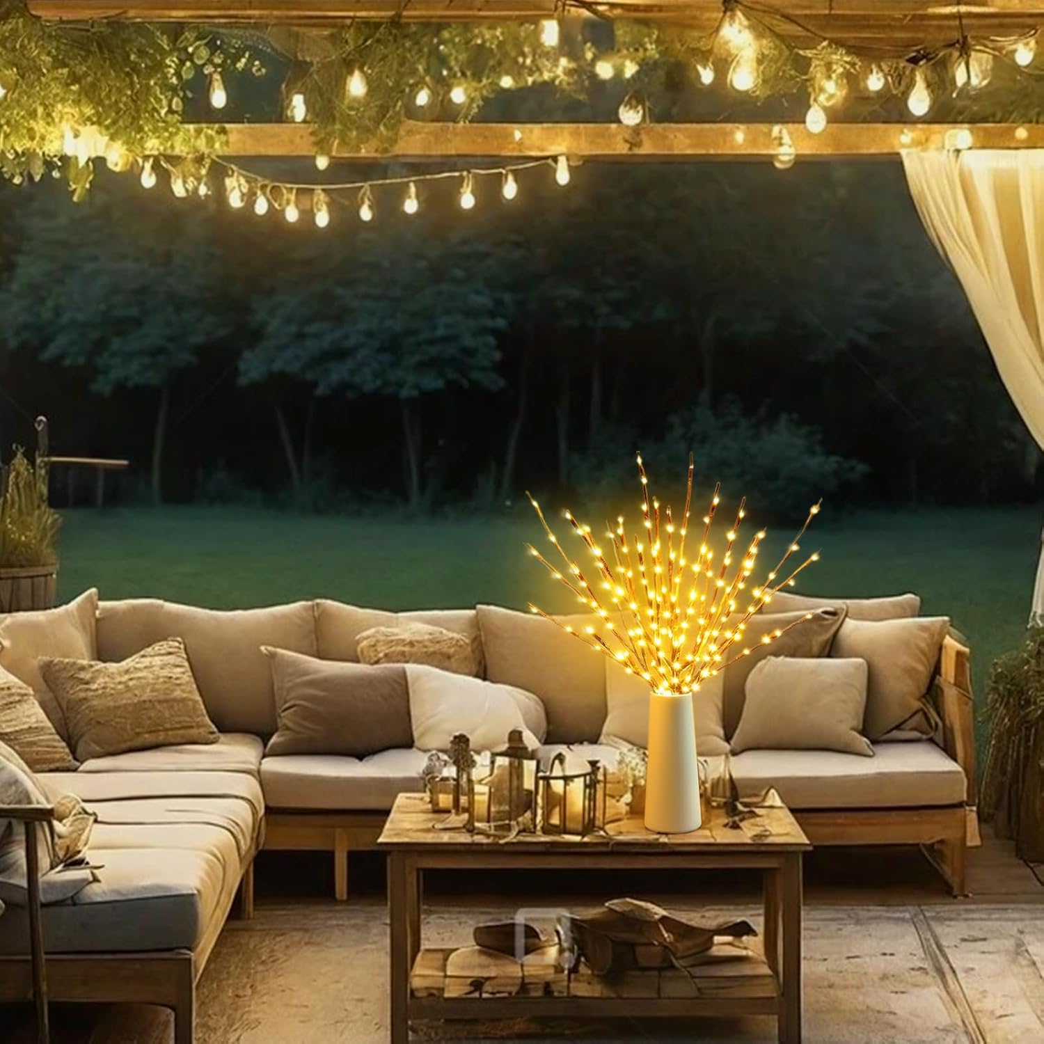 DK177 2 Pack Led Branch Light Battery Operated Lighted Branch Vase Filler Willow Tree Artificial Little Twig Power Brown 30 Inch 20 LED for Home Romantic Decoration, Warm White - Homesidy.com