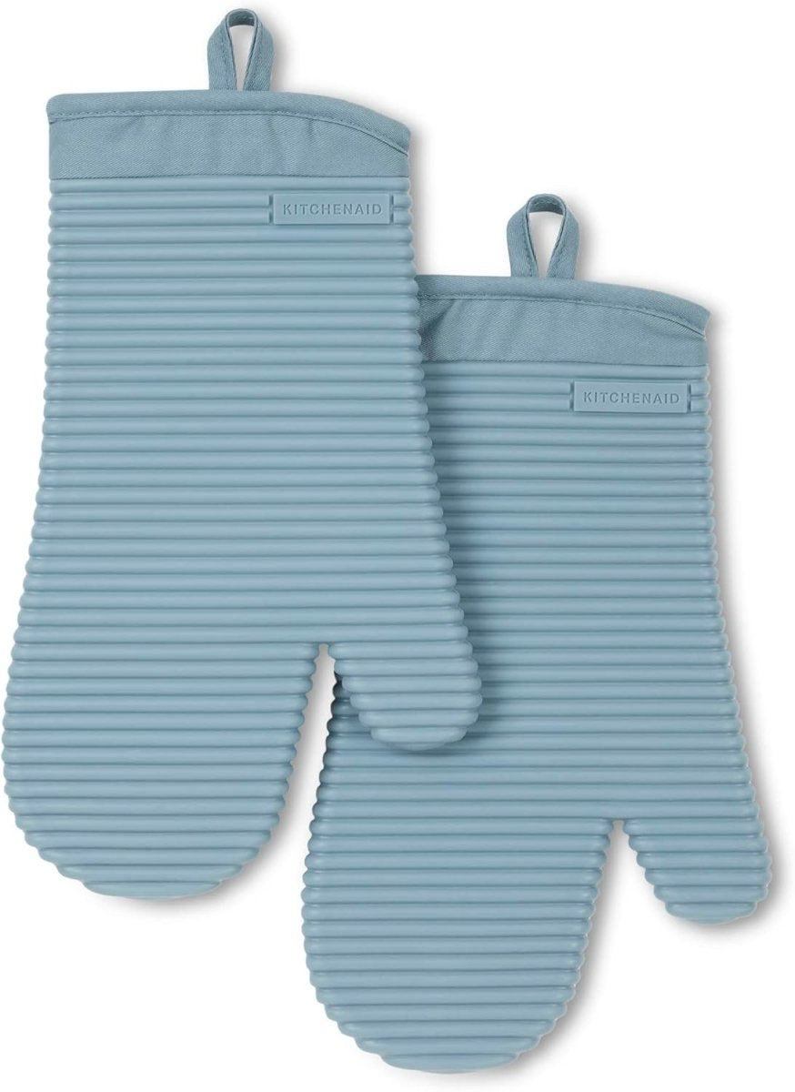 KITCHENAID Ribbed Soft Silicone Oven Mitt 2 - Pack Set, 7.5&34;x13&34;, Milkshake - Homesidy.com