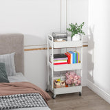 Sywhitta 3 - Tier Plastic Rolling Utility Cart with Handle, Multi - Functional Storage Trolley for Office, Living Room, Kitchen, Movable Storage Organizer with Wheels, White - Homesidy.com