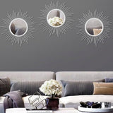 3 Pack Metal Mirrors for Wall Sunburst Wall Mirrors Home Décor Decorative Hanging Wall Art for Living Room Bedroom Entryway (Gold, Flower Sunburst) - Homesidy.com