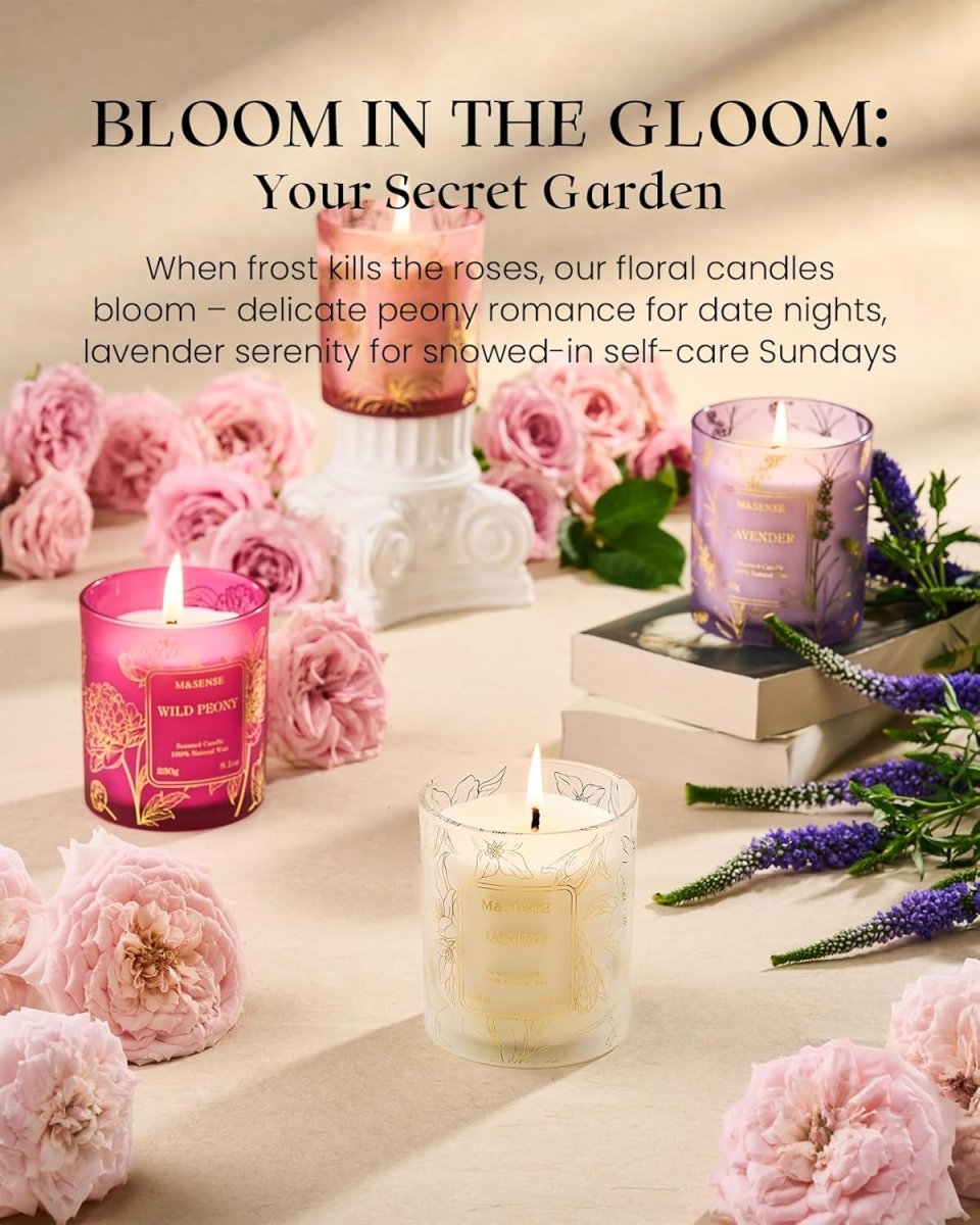 M&amp;SENSE Vanilla Scented Candles, Vegan Soy Candles, Creamy Naturally Scented, 8.1oz 42 - Hour Slow Burning Time, Toxic Free Winter Relaxing Sleep Thanksgiving Christmas Fancy Gift for Home Decor - Homesidy.com