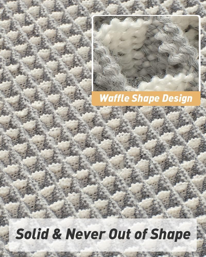 AMOAMI Upgraded Waffle Bath Mat, Super Absorbent Non Slip Bath Mats for Bathroom Floor, Machine Washable Bathroom Rugs with Tassels, Rubber Backed Bathroom Mats, Ultra Soft, 18&34; x 30&34;, Brown - Homesidy.com