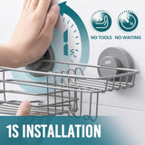 TAILI Shower Caddy Suction Cup 2 Pack with Hooks &amp; Soap holder, Heavy Duty Shower Organizer for Bathroom, No Drilling Bathroom Organizer with Large Capacity, Black Metal Storage Basket - Homesidy.com