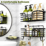 Shower Caddy, Adhesive Shower Organizer with Soap Dish and 4 Hooks, Rustproof Stainless Steel Shower Shelves, Wall Mounted No Drilling Storage Shelf Basket Accessories for Bathroom &amp; Kitchen - Homesidy.com