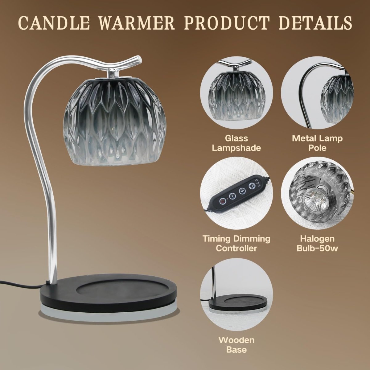 GEEZO Fragrance Candle Warmer Lamp，Electric Candle Warmer with Timer &amp; Dimmer，Mom Christmas Birthday Gifts for Women, House Warming Gifts New Home Bedroom Decor - Homesidy.com