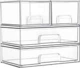 Vtopmart Stackable Storage Drawers Set of 5, Clear Plastic Organizer Bins for Baby Bottle, Beauty Supplies Storage, Ideal for Kichen Countertop, Vanity, Bathroom, Cabinet, Pantry Organization - Homesidy.com