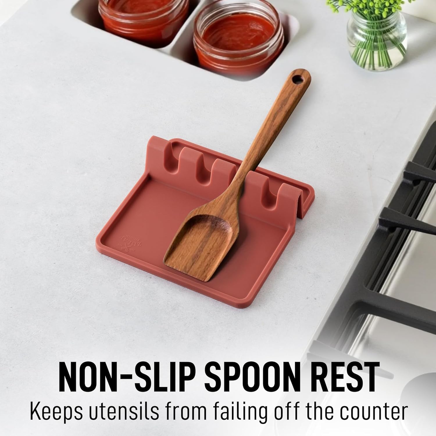 Zulay Kitchen Spoon Rest for Multiple Utensils High Heat - Resistant Silicone Drip Pad, BPA - Free Spoon Holder for Stove Top, Kitchen Gadget Holder for Ladles, Tongs, Cooking Spatula - Makes Great Gift - Homesidy.com