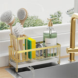 Cisily Black Sponge Holder for Kitchen Sink, Sink Caddy Organizer with High Brush Holder, Kitchen Countertop Organizers and Storage Essentials, Rustproof 304 Stainless Steel, Soap Dispenser Organize - Homesidy.com