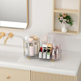 Makeup Organizer Countertop for Vanity, Rotating Perfume Tray with 5 - compartment Cosmetic and Skincare Organizers, Multi - Purpose Desk Storage Makeup Brush Holder for Bathroom Bedroom Counter - Homesidy.com