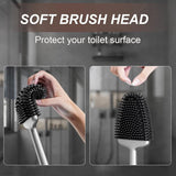 Sellemer Toilet Brush and Holder Set - Flexible Toilet Bowl Brush Head with Silicone Bristles, Compact Size for Storage and Organization, Ventilation Slots Base (1 Pack, Silver) - Homesidy.com