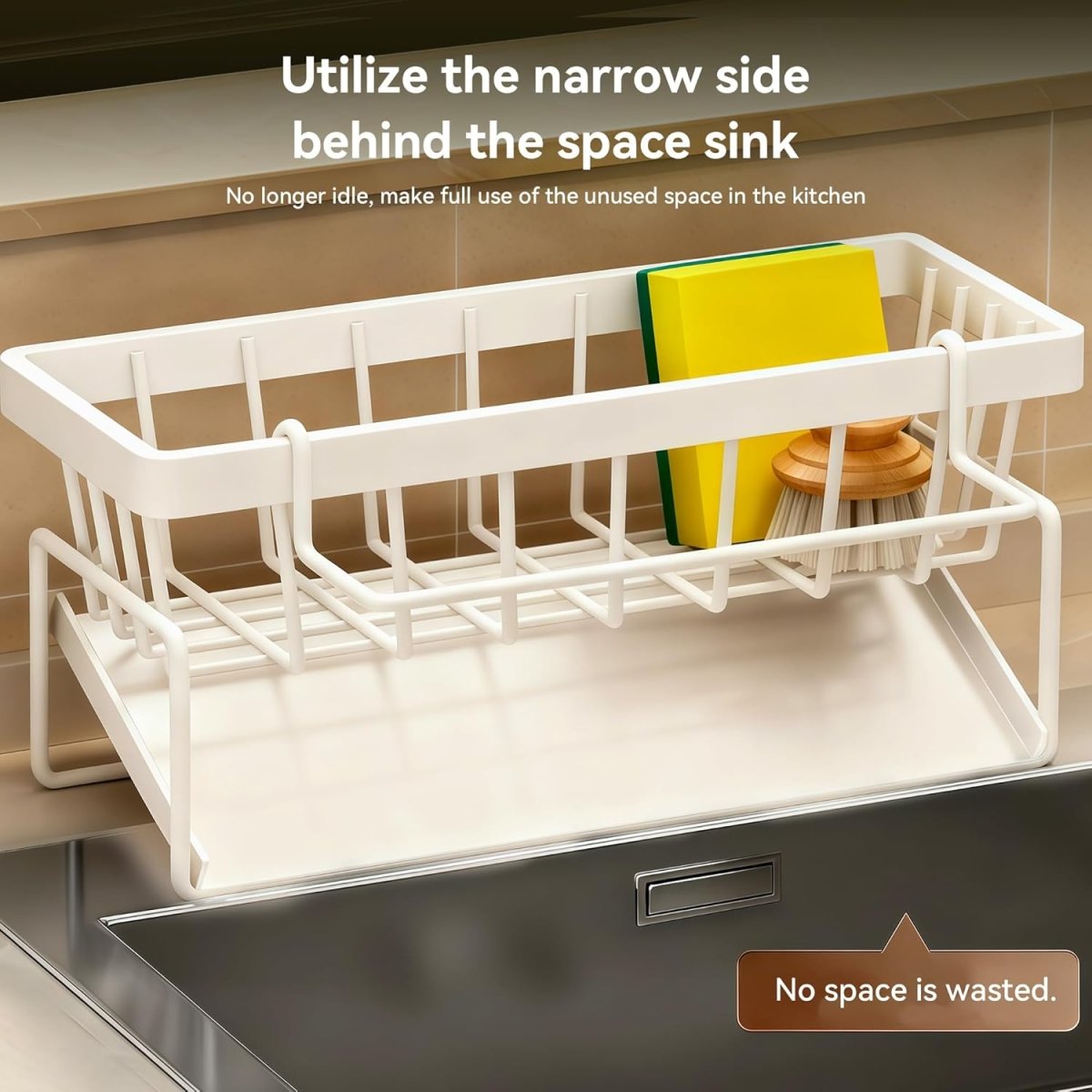 Lotgnimry Sponge Holder for Kitchen, Sink Caddy Organizer Rack for Kitchen Accessories, Soap Dispenser Countertop Organizer Essentials for Home (Black) - Homesidy.com
