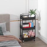 Sywhitta 3 - Tier Plastic Rolling Utility Cart with Handle, Multi - Functional Storage Trolley for Office, Living Room, Kitchen, Movable Storage Organizer with Wheels, White - Homesidy.com