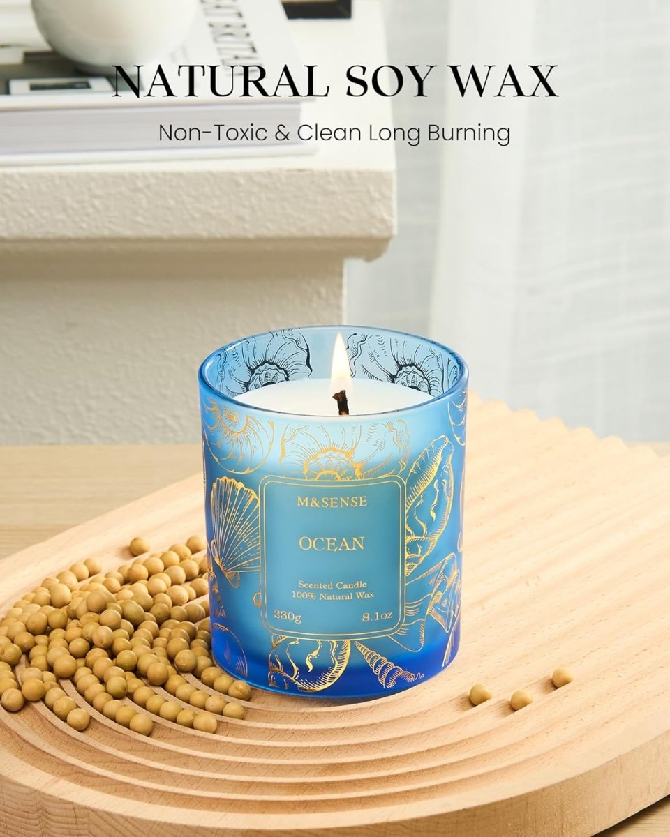 M&amp;SENSE Vanilla Scented Candles, Vegan Soy Candles, Creamy Naturally Scented, 8.1oz 42 - Hour Slow Burning Time, Toxic Free Winter Relaxing Sleep Thanksgiving Christmas Fancy Gift for Home Decor - Homesidy.com
