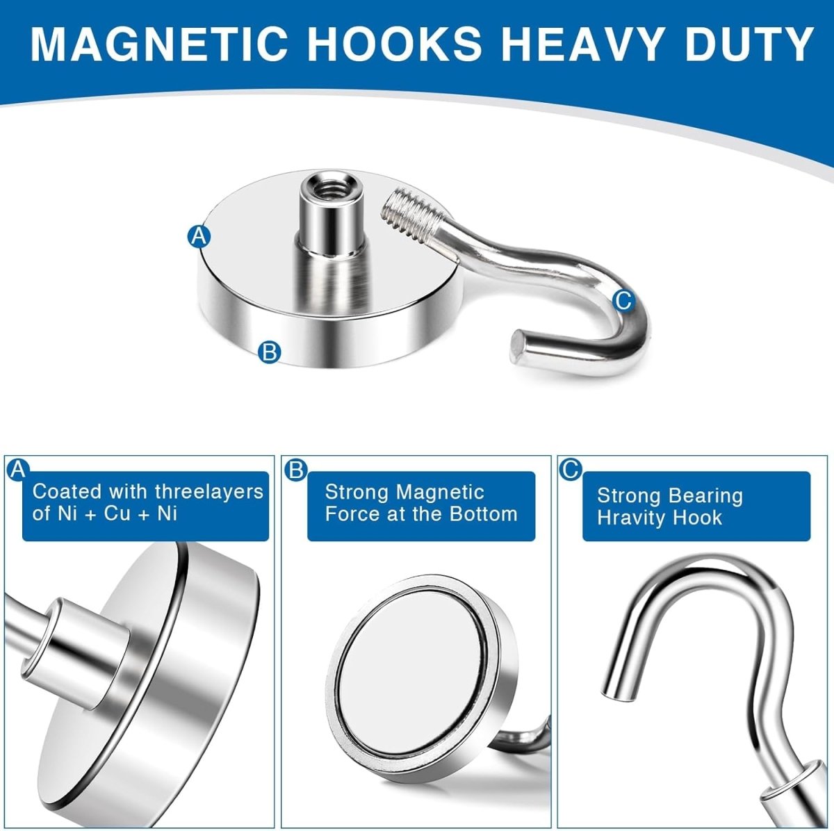LOVIMAG Magnetic Hooks, 12 Pack 30lbs Magnet Hook 2025 Cruise Cabin Ship Essentials Heavy Duty Strong Magnets Refrigerator Fridge Hanging for Classroom Beach Vacation Kitchen Grills Home (Black) - Homesidy.com
