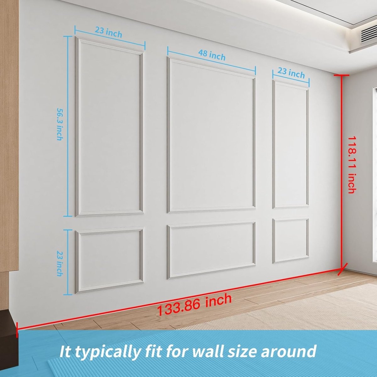 Art3d Pre - Cut Wall Molding Set of 6 pcs, Ready - to - Assemble Wainscoting Panels for Interior Wall Décor Living Room Bedroom Accent Wall - Installed with Glue, 3 Top 3 Bottom - Homesidy.com