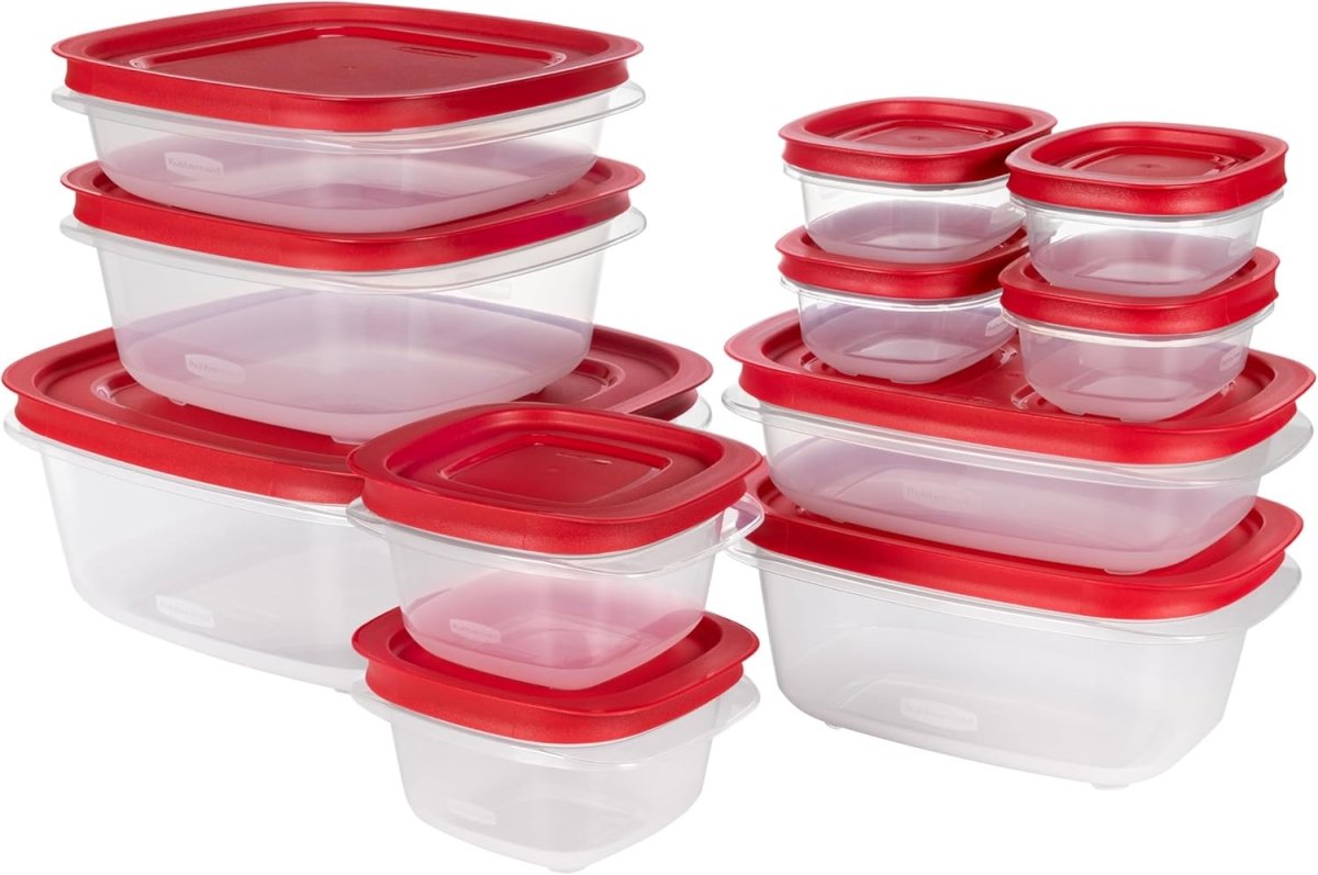 Rubbermaid 16 - Piece BPA - Free Plastic Food Storage Set, Red Vented Lids - Microwave, Dishwasher Safe: Perfect for Meal Prep, Leftovers, and Kitchen Organization - Homesidy.com