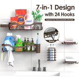 NESOMI Shower Caddy Adhesive Shower Organizer 7 - Pack, Rustproof Stainless Steel Bathroom Shelves, Large Capacity No - Drill Rack Storage Accessories with Soap Dish Toothbrush Holder &amp;24 Hooks Home Decor - Homesidy.com