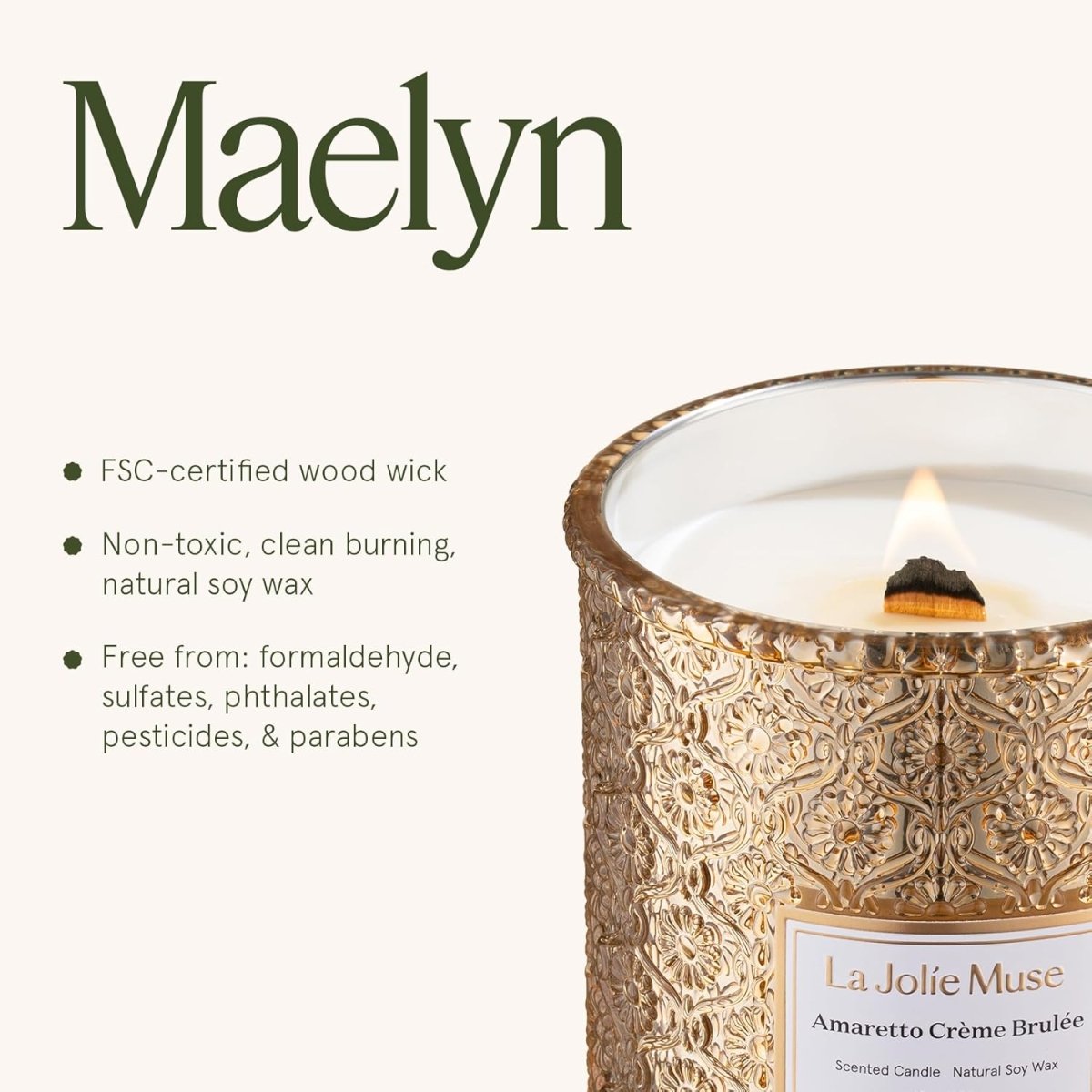 LA JOLIE MUSE Sahara Amber Candle – Bergamot, Clove &amp; Amber | 12 oz Large 2 - Wick Soy Wax Candle | 60 Hours Clean Burn | Gift - Ready for Hosts &amp; Gatherings | Elegant Home Décor - Homesidy.com