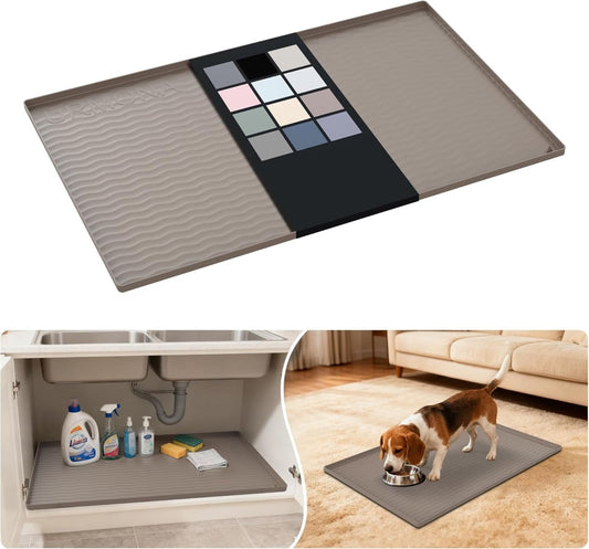 URMONA Waterproof Silicone Under Sink Mat 31 x 22 Shelf Liner for Kitchen and Bathroom, Cabinet and Counter Protector, Storage and Organizers, Litter Mat, Pet Cat Puppy Essentials(Dark Grey) - Homesidy.com