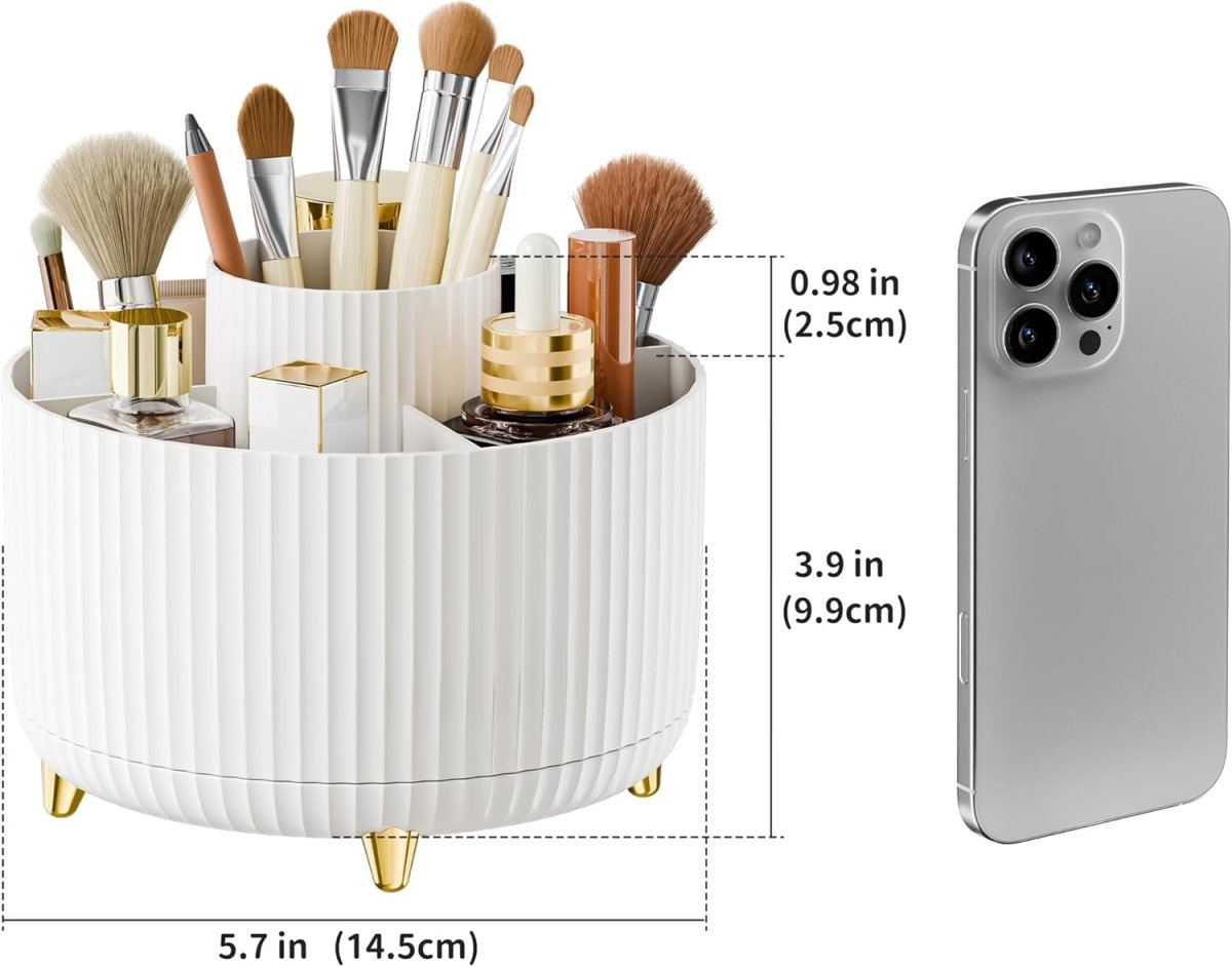 fanado 360° Rotate Makeup Brush Holder Organizer, Makeup Organizers Countertop, Makeup organization and Skincare Storage for Vanity, Desktop, Bathroom (White) - Homesidy.com