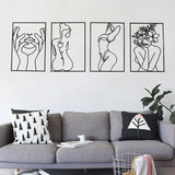 Glamativity 4 Pack Gold Wall Art Decor, Minimalist Single Line Real Metal Wall Art, Womans Body Shape Abstract Wall Art (Gold Classic Style, 17 x 11.8) - Homesidy.com