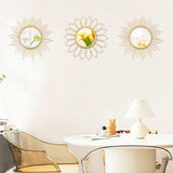 3 Pack Metal Mirrors for Wall Sunburst Wall Mirrors Home Décor Decorative Hanging Wall Art for Living Room Bedroom Entryway (Gold, Flower Sunburst) - Homesidy.com