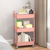 Sywhitta 3 - Tier Plastic Rolling Utility Cart with Handle, Multi - Functional Storage Trolley for Office, Living Room, Kitchen, Movable Storage Organizer with Wheels, White - Homesidy.com