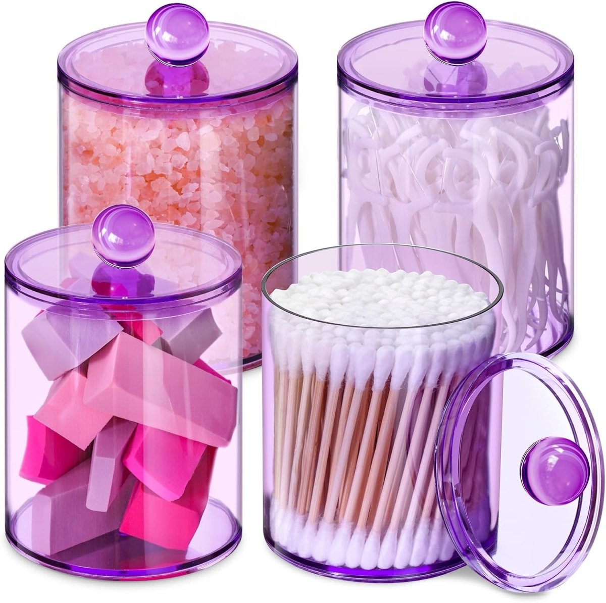 XIPENGKEJI 2 Pack Qtip Holder,Canister Apothecary Jar Set, Bathroom Jars with Lids Set for Cotton Swabs, Balls, Pads, Floss Picks,10oz - 12oz Plastic Canisters Restroom Bedroom Vanity Organizer(Black) - Homesidy.com
