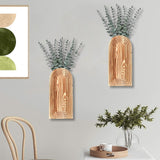 Dnnnii 2 Pack Wooden Wall Vase Set - Brown Finish Modern Farmhouse &amp; Boho Wall Decor for Entryway, Hallway, Bathroom, Living Room, Dining Room, Narrow Spaces - Homesidy.com
