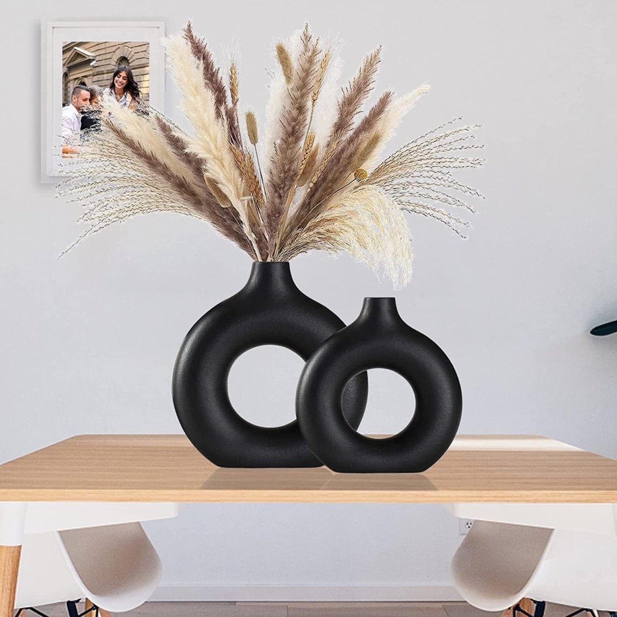 Ceramic Vases Set of 2,Modern Vases for Home Decor, White Boho Style for Living Room Kitchen Mantle Bedroom Dining Table Office Farmhouse Decorative Design - Homesidy.com
