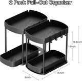 Ukeetap Multi - Purpose Pull - Out Storage Organizers, Under Sink/Cabinet Organizers and Storage for Bathroom &amp; Kitchen, Black, 12.8 Inches, 2 Packs - Homesidy.com