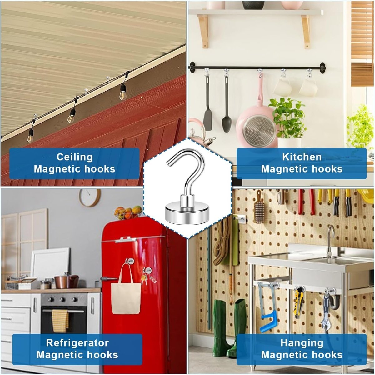 LOVIMAG Magnetic Hooks, 12 Pack 30lbs Magnet Hook 2025 Cruise Cabin Ship Essentials Heavy Duty Strong Magnets Refrigerator Fridge Hanging for Classroom Beach Vacation Kitchen Grills Home (Black) - Homesidy.com