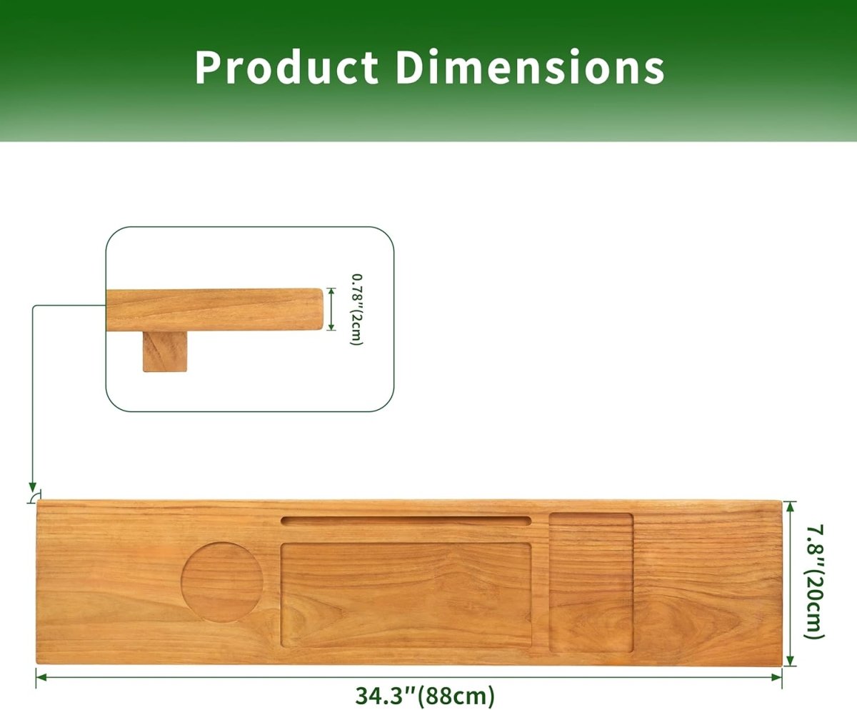 VaeFae Teak Bathtub Tray, Wooden Bath Caddy for Bathtub, Bath Tub Wood Table for Tub - Homesidy.com