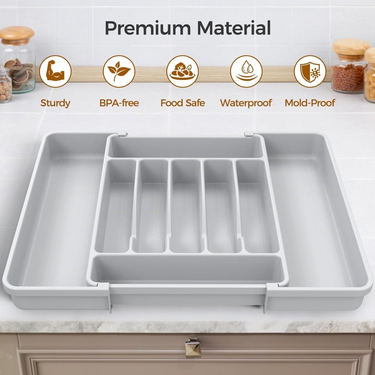 ukeetap Extra Large Expandable Silverware Organizer, BPA - Free Food - Safe Cutlery Flatware Organizer, Kitchen Utensil Drawer Organizer, Adjustable Silverware Holder for Spoons Forks Knives, Black - Homesidy.com