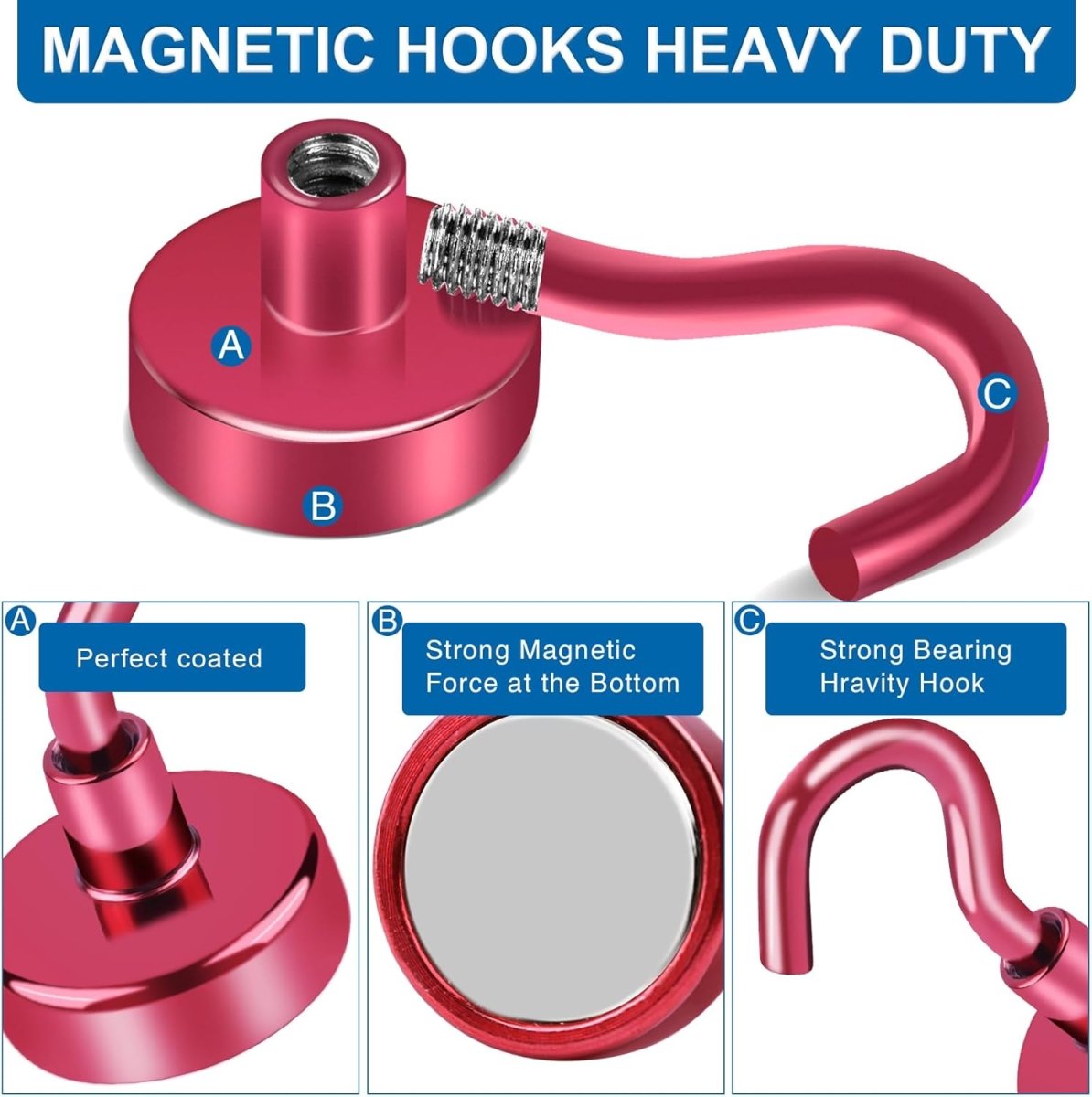LOVIMAG Magnetic Hooks, 12 Pack 30lbs Magnet Hook 2025 Cruise Cabin Ship Essentials Heavy Duty Strong Magnets Refrigerator Fridge Hanging for Classroom Beach Vacation Kitchen Grills Home (Black) - Homesidy.com