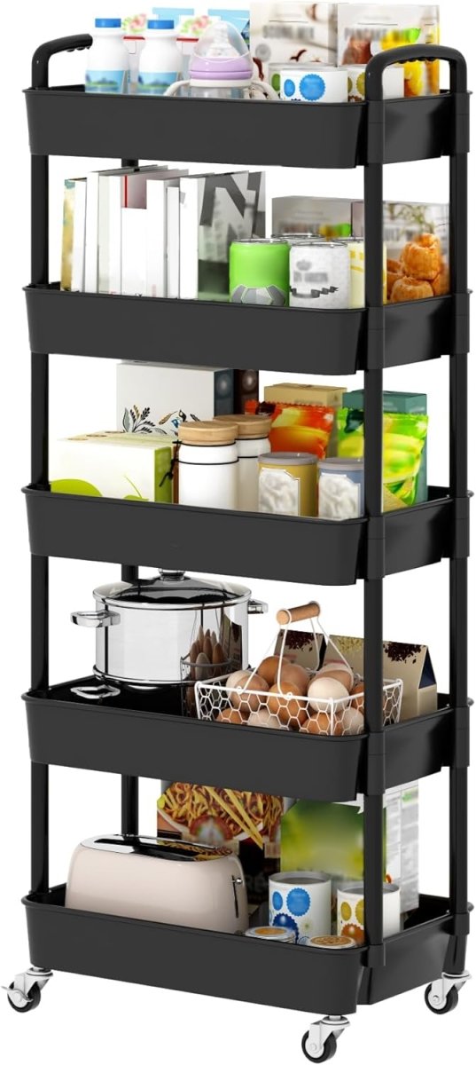 Sywhitta 3 - Tier Plastic Rolling Utility Cart with Handle, Multi - Functional Storage Trolley for Office, Living Room, Kitchen, Movable Storage Organizer with Wheels, White - Homesidy.com