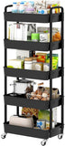 Sywhitta 3 - Tier Plastic Rolling Utility Cart with Handle, Multi - Functional Storage Trolley for Office, Living Room, Kitchen, Movable Storage Organizer with Wheels, White - Homesidy.com