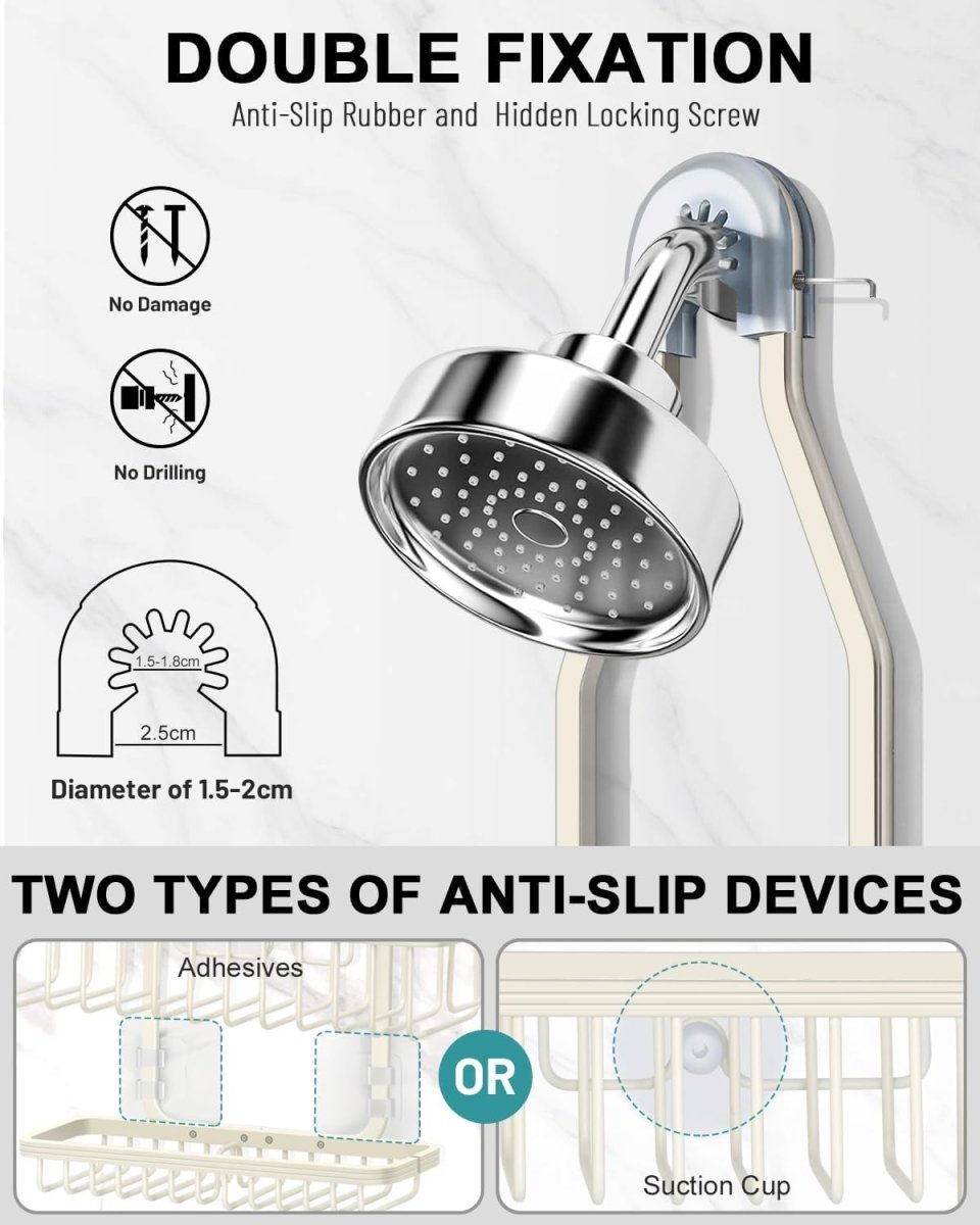 MSAICOE Shower Caddy Hanging - Never Rust Shower Hanging Organizer - Aluminum Over the ShowerHead Caddy with Soap Basket and 6 Hooks for Razor/Sponge (Black) - Homesidy.com