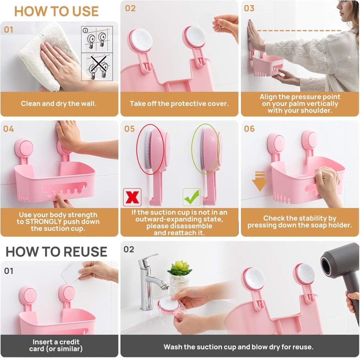 LEVERLOC Shower Caddy Suction Cup, Shower Organizer Removable Bathroom Shelf, Storage Suction Powerful Max Hold 22lbs Bathroom Caddy Waterproof Holder, White - Homesidy.com