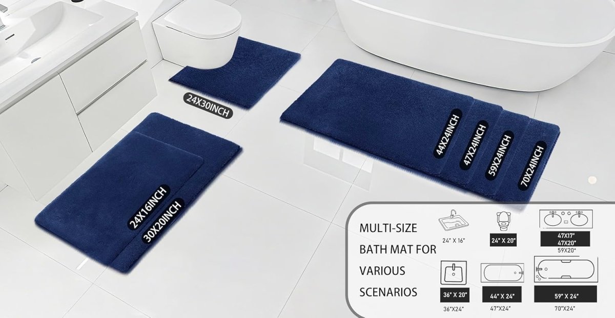 MINIDEAR Bathroom Rugs 24x17 Light Grey - Thick Elastic Foam Bath Mat, Ultra Soft &amp; Plush Fluffy, Non - Slip, Quick Dry, Absorbent Washable Floor Microfiber Mat for Tub, Home Decor Accessories - Homesidy.com