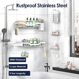 NESOMI Shower Caddy Adhesive Shower Organizer 7 - Pack, Rustproof Stainless Steel Bathroom Shelves, Large Capacity No - Drill Rack Storage Accessories with Soap Dish Toothbrush Holder &amp;24 Hooks Home Decor - Homesidy.com