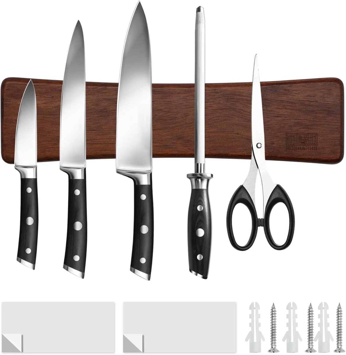 HOSHANHO Magnetic Knife Strips, Magnetic Knife Holder for Wall 16 Inch, Acacia Wood Knife Magnetic Strip Use as Knife Bar, Knife Holder for Kitchen Utensil Organizer - Homesidy.com