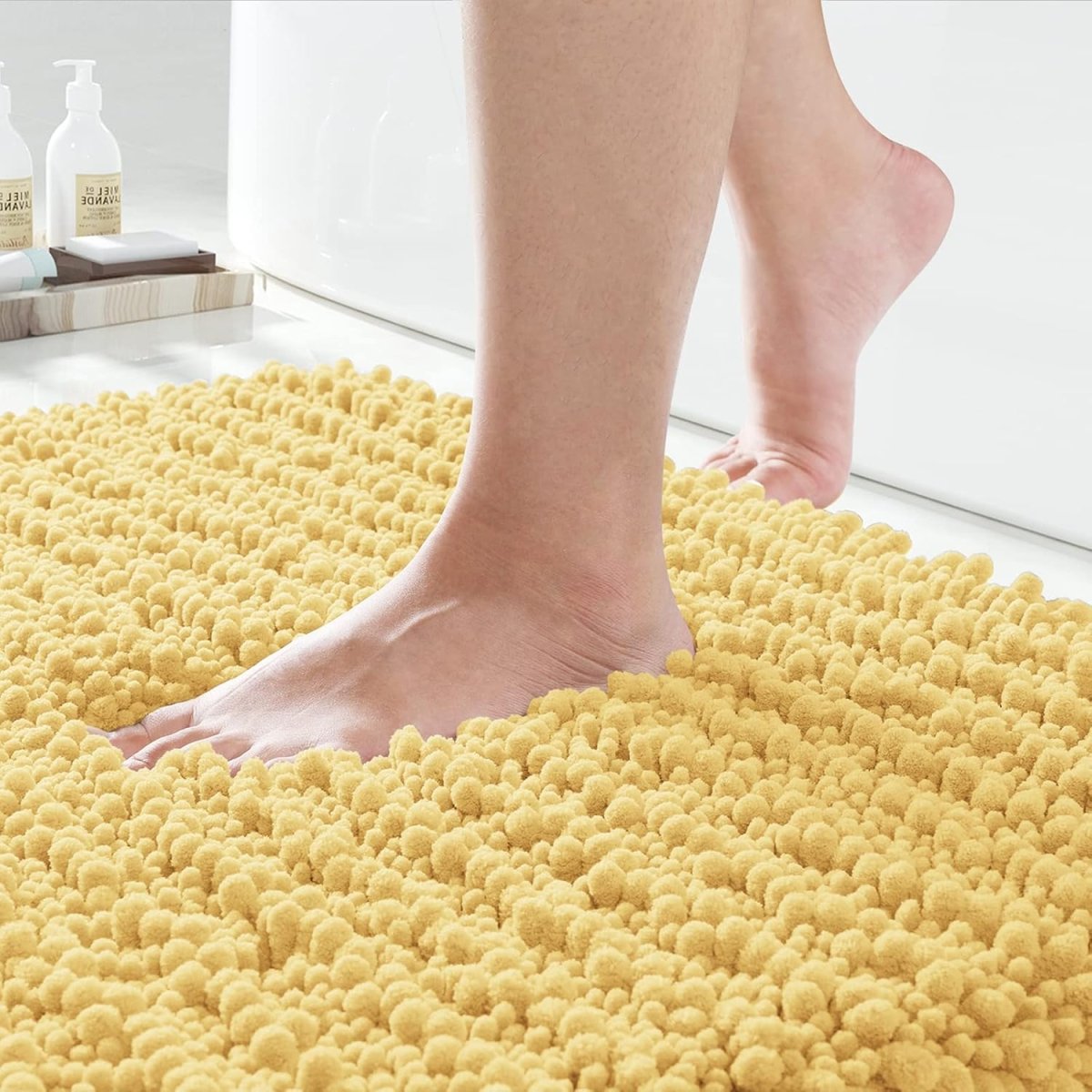 Yimobra Bathroom Rugs Non Slip Washable - Ultra Soft Absorbent Chenille Bath Mat, Quick Dry Shaggy Floor Carpet for Tub Shower, Gray Home Decor Accessories, 24x17 Inch - Homesidy.com