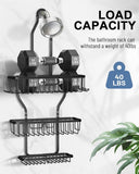 MSAICOE Shower Caddy Hanging - Never Rust Shower Hanging Organizer - Aluminum Over the ShowerHead Caddy with Soap Basket and 6 Hooks for Razor/Sponge (Black) - Homesidy.com