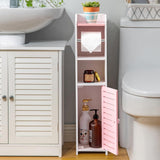 AOJEZOR Toilet Paper Holder Stand: No Drill PVC Small Bathroom Cabinet for Apartment Dwellers - Rental Deposit Protection - Small Space Storage Saving - Homesidy.com