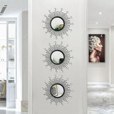 3 Pack Metal Mirrors for Wall Sunburst Wall Mirrors Home Décor Decorative Hanging Wall Art for Living Room Bedroom Entryway (Gold, Flower Sunburst) - Homesidy.com
